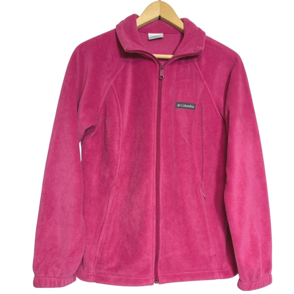 Columbia Womens Fleece Jacket Full Zip M Pink Benton Springs Soft Zip Pockets
